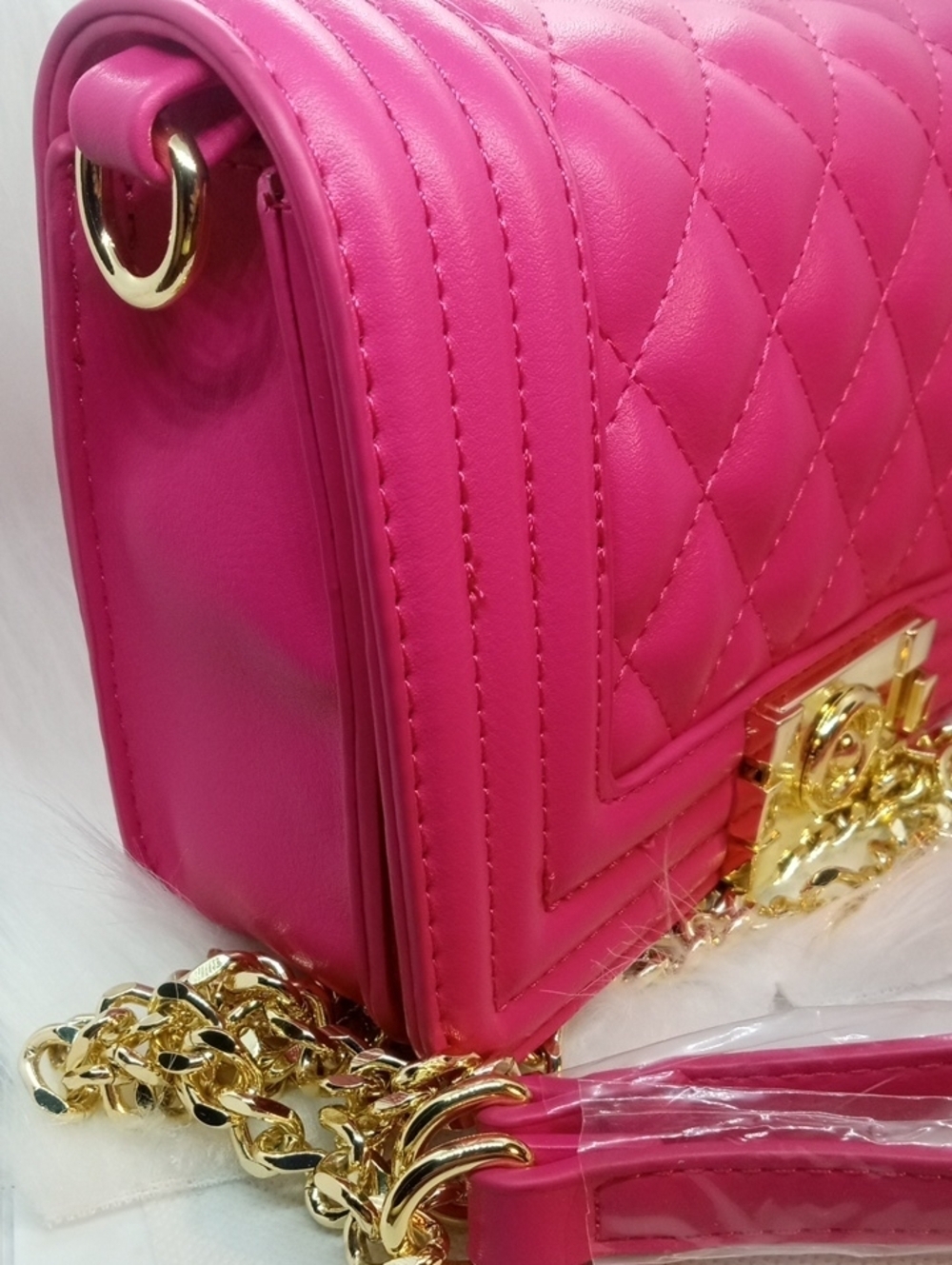 HOT PINK QUITED SMALL SHOULDER BAG - Picture 4 of 13